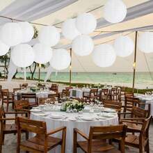 18 Pack White Round Paper Lanterns8 10 Chinese Japanese Hanging Paper Lanterns Lamp Shade Paper Lanterns Decorative Indoor Or Outdoor For Home Decor Restaurant Birthday Wedding Party Decorations - 如圖 - 查看 6