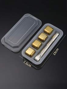 Customized 304 Stainless Steel Reusable Ice Cubes, For Fast Cooling Wine And Whiskey, Bar Cocktail Whiskey Beer Beverage Ice Stone Gift Set, Engraved Letter Whiskey Stone Set, Gift For Him, Home Bar Essentials, Drink Stones, Gifts For Drinkers, Christmas Gifts For Him,Multi-Functional, ,Anti-Mold,Ornamental,Reusable,Exquisite,Stylish,High-Quality,Colorful,Modern,Custom,Personalized,Unique, Gift For Father,Wedding Essentials - Gold - View 13