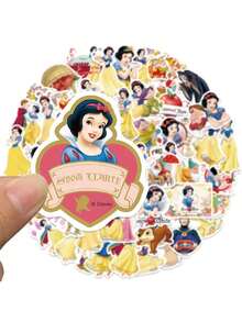 Disney 50张公主官方授权防水乙烯基贴纸，包括贝儿、茉莉、蒂安娜，卡通风格，适用于水瓶、笔记本电脑、保险杠、电脑、手机、头盔、汽车等，也可作为礼物或贴纸使用。 - 彩色 - 查看 15