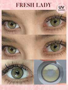 FRESH LADY 1副自然绿色眼部颜色软性隐形眼镜 X-Green Flare 14.00mm 日抛型美瞳，年抛型 - 綠色 - 查看 5