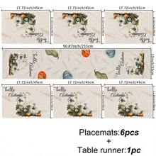 Un conjunto de 4/6 manteles individuales y 1 pieza de camino de mesa, con diseños de calabaza de otoño y hojas de arce. Manteles, individuales y decoraciones para platos adecuados para la cocina, decoración del hogar en estilo rural y reuniones familiares. Apropiado para cenas, fiestas, reuniones y regalos festivos, es una opción ideal para regalos de otoño. - Multicolor - Ver 17