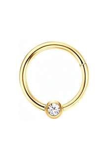 IRONBOX 1PC Surgical Steel Hinged Nose Rings Hoops 16G Clicker Septum Rings Cartilage Hoop Earrings For Women Men Daith Lip Helix Tragus Conch Nose Piercing Jewelry 8mm