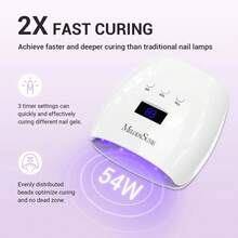 Melodysusie UV Nail Lamp, P-Plus30I UV Light For Gel Nails True 54W Professional Led Nail Dryer With 3 Timer, Smart Sensor, LCD Display, Detachable Tray Fast Curing Nail Art Tools Manicure Accessories 4th Of July Women,Christmas Gifts - trắng - Xem 1