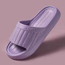 1 par de chanclas con suela gruesa y esponjosa para mujer, sandalias de playa de verano de EVA con suela suave y antideslizante, pantuflas para el baño y el hogar