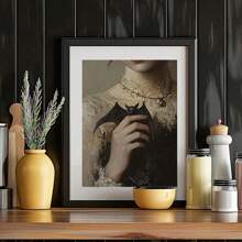 1 buc cadru opțional retro gotic întunecat liliac poster, pictură în ulei pentru fată cu liliac, artă murală pe pânză impermeabilă, artă murală cadou, living, dormitor, baie, birou, coridor, bucătărie decorare casă decorare Halloween decorare toamnă decorare cameră decorare.