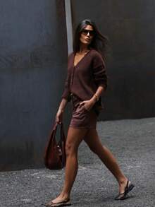 Women's Solid Color Knitted Cardigan, Suitable For Holiday, Date Night, Daily Wear, Travel, Autumn/Winter, Christmas, New Year