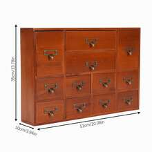 12 Drawers Apothecary Cabinet Library Card Catalog Cabinet Card Catalog Drawer With Metal Handles & Label Slot Wooden Desk Drawer Organizer For Herb Storage, Tea Collection (Brown) - màu nâu - Xem 6