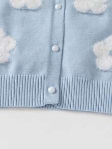 Girls' Sweater Cardigan, Single Layer Core-Spun Yarn, Faux Mink Floral Pattern, Autumn/Winter, Toddler & Little Kid