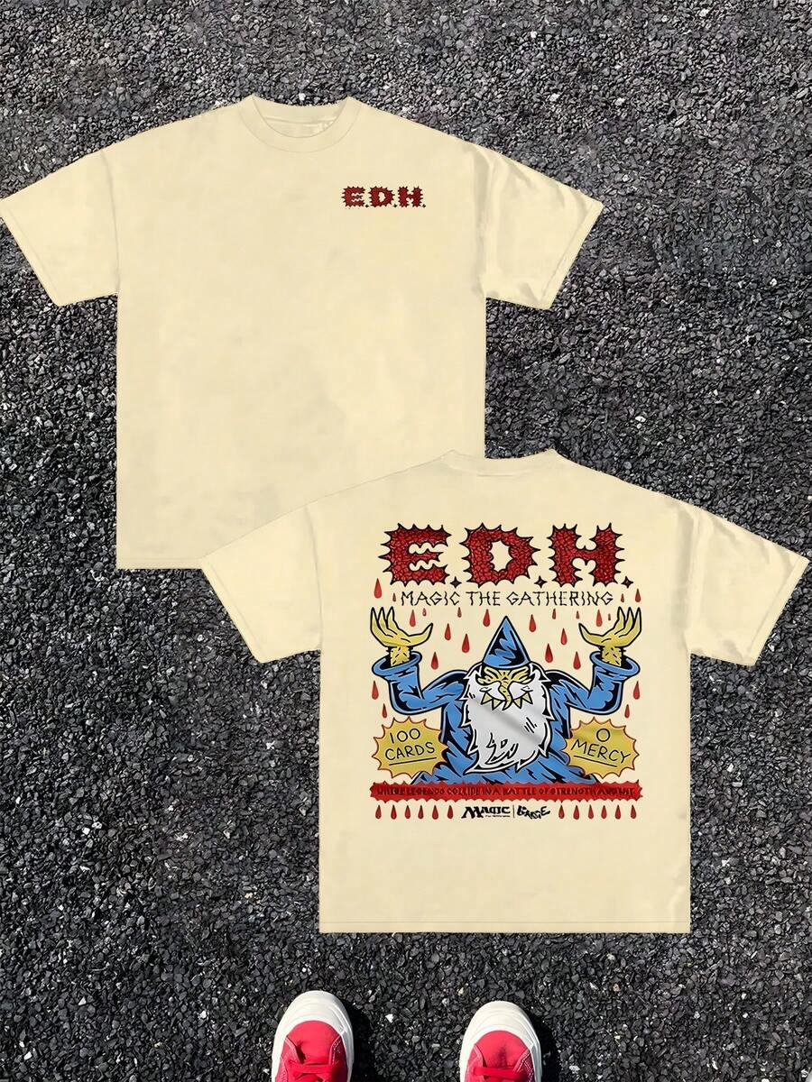 Vintage Magic The Gathering Wizard 100% Cotton 220g Men's Short Sleeved T Shirt 1Pcs Casual Double Sided Digital Printed Tee Comfortable Summer Outfits - Apricot - View 1