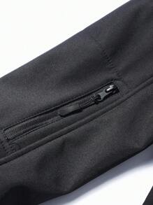 男士时尚多口袋保暖防风夹克 - 涤纶面料，拉链口袋方便实用，袖口可调节，适合秋冬季远足、钓鱼、户外活动 - 黑色 - 查看 6