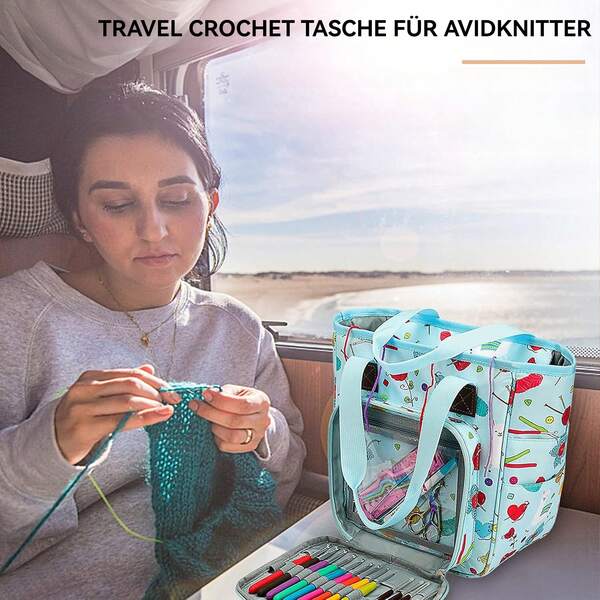 Nähmaschinentasche, Tragbar Häkeltasche, Häkel Garn Aufbewahrungs Tasche, Stricktaschen, Garn Organizer Tasche, Strick-/Häkeln Wolltasche, Nähkästchen, Aufbewahrungstasche, Garn Organizer