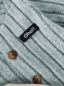 3pcs Baby Boys' Solid Color Cute English Label Button Cardigan, Long Sleeve & Hat Set - Multicolor - View 5