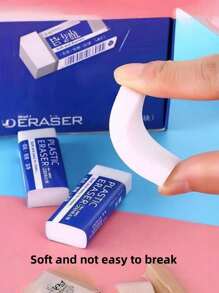 2 件/套白色矩形橡皮擦，大号和小号，儿童/学生/办公室橡皮擦 - 白色 - 查看 2