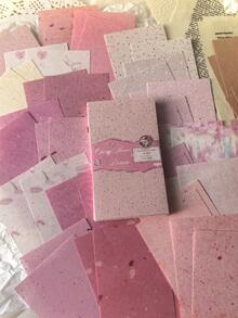 50pcs/Pack Romantic Pink Natural Texture Decorative Paper, DIY Scrapbooking Memo Pad - one-size - View 4