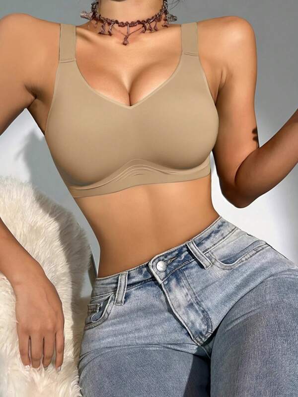 Summer New Simple And Fashionable Bra For Women, Comfortable And Sexy Solid Color Bra, Sports Bra