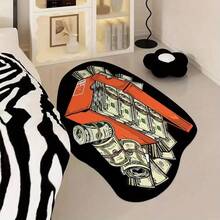 1pc Faux Wool Simple Creative Dollar Design Carpet, Fluffy Soft Comfortable Bedroom Sofa Bedside Rug, Home Decor Easy Care Rug Mat