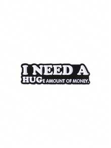 1pc "Get Rich Quick" Slogan Badge, Black Humor Cartoon Style, Stress Relief For Working Class/Feng Shui Enthusiasts Accessory - Letter - View 14