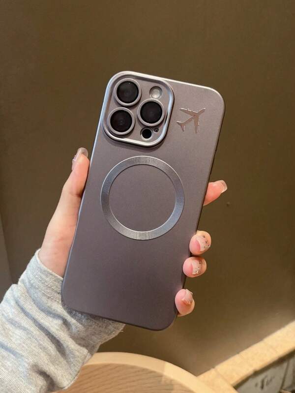 غطاء هاتف مقاوم للصدمات بتصميم طائرة معدنية مغناطيسية ذات لمعان سائل أنيق لهواتف آيفون 11/12/13/14/15/16 برو ماكس