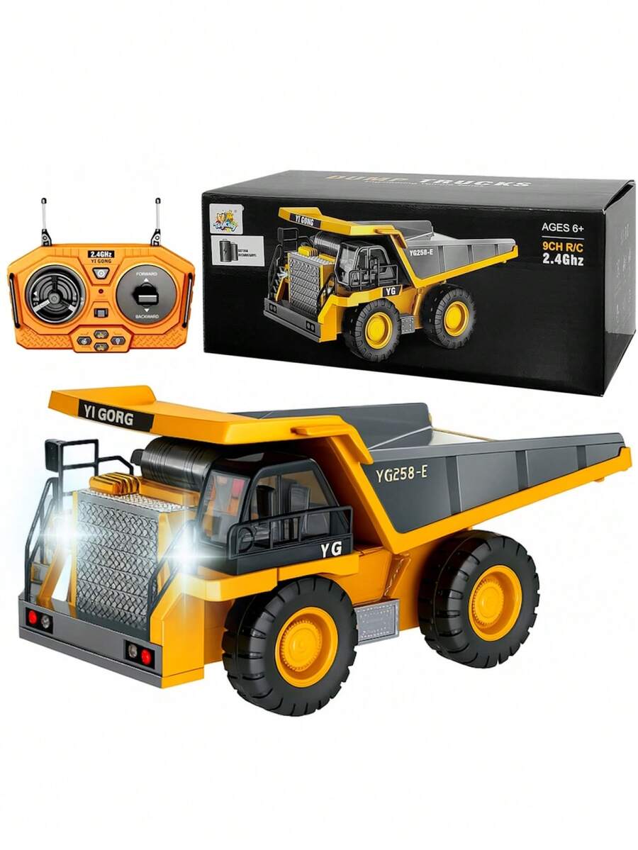Rechargeable Metal Control Dump Truck - Yellow - View 1
