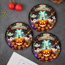 Set de 4/6 posavasos de calabaza de Halloween, diseño de calabaza y fantasmas, adecuado para decoración del hogar y fiestas de Halloween, decoraciones de Halloween, decoración otoñal linda