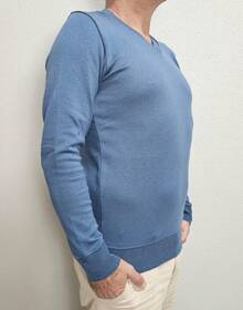 Men's Cold Weather Blouse | Men's Knit Sweater | Winter Knit Wool Pullover Long Sleeve V-Neck - 深藍色 - 查看 10