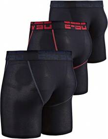 Men's Cool Dry Mesh Boxer Trunks 6-Inch Briefs, 3-Pack - 6吋(黑色/黑色/黑色) - 查看 10