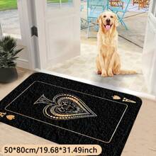 黑桃A扑克牌图案地毯，防滑涤纶羊毛混纺，可机洗，长方形，适用于客厅、卧室、游戏室、酒吧、派对装饰 - 多种尺寸可选，厨房地毯 - 黑色 - 查看 5