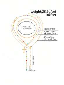 4pcs/Set Vintage Luxurious Multi-Color Crystal Cross Necklace, Men's Casual Outfit Accessory, Holiday Gift - 4pcs - View 10