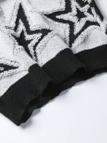 1 件适合青少年男孩休息的时尚百搭星星图案套头衫，适合秋冬季、学院风格和运动。