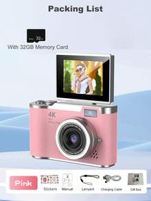 1 pièce Caméra numérique HD LK-007 avec écran rotatif de 2,4 pouces, caméra rechargeable CCD avec carte mémoire 32 g et multiples modes de filtre. Caméra portable anti-secousses avec zoom intelligent pour une utilisation en extérieur - Multicolore - Voir 18