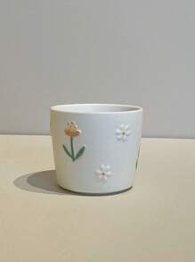 1pc/4pcs Daisy Ceramic Dish, Minimalist Ceramic Dessert Plate For Home Breakfast, Snacks, Small Appetizer Plate, Can Be Matched With Cups,School Supplies