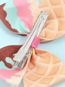 2 件装女童冰淇淋蝴蝶结发饰，女童发饰，夏季女婴发夹 - 彩色 - 查看 4