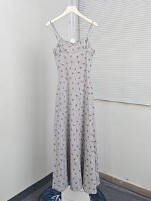 Đầm ôm body có đệm lót ren in nơ cho nữ - Xám - Xem 7