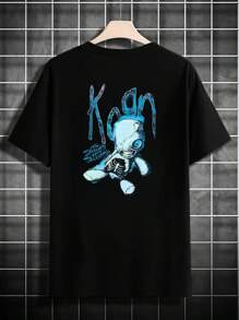 KoRn Band T-Shirt Men's Fashion Graphic, Men's T-Shirt With Double-Sided Print, Fashionable, Casual, Round Neck, 220 G/M2, Pure Cotton (1 Piece)