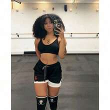 Unisex Regular Fit Shorts For Daily Style,Casual Beach Workout Lined Tight Shorts,3-In-1 Double Layer Shorts,Graphic Shorts,Quick Dry Swim Trunk,Comfortable Short For Summer,Quick Dry Wear,Beach Shorts,Lightweight Short,Drawstring Short,Comfortable Breathable Fitness Shorts - 黑色+黑色 - 查看 9