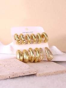 12pcs/Set Retro Minimalist Earrings, Creative & Unique Design, Suitable For Daily, Vacation, Casual, Party, Couple, Popular Item - Gold - View 6