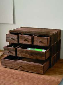 1 Stück Holz Schreibtisch Aufbewahrungsbox, Monitor Erhöhung Organizer, Schmuckschublade, Mini Studenten Schreibwarenschrank, multifunktionale Schreibtisch Aufbewahrungsbox, Paulownienholz Schmuckkasten, Holz Schubladenaufbewahrungsschrank, mehrschichtiger Massivholz Aufbewahrungsschrank