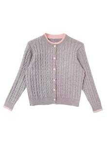 女士针织开衫，柔软优雅的心形纽扣开合，适合春秋季日常穿着