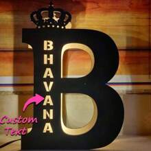 1pc Customized LED Night Light, 26 Letter Customized Night Light, Personalized Name, Cute Small Patterns, Crown Design, Decoration For Children's Room, Bedroom, Study, Halloween, Back To School, Children's Day, Birthday, Independence Day, Christmas Gift, Customized Gift