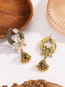 FANYINAN 1 对时尚、简约的蓝色水钻锌合金耳环，女士鸟笼流苏耳环，非常适合日常夏季度假，用这些耳环配饰营造复古氛围。