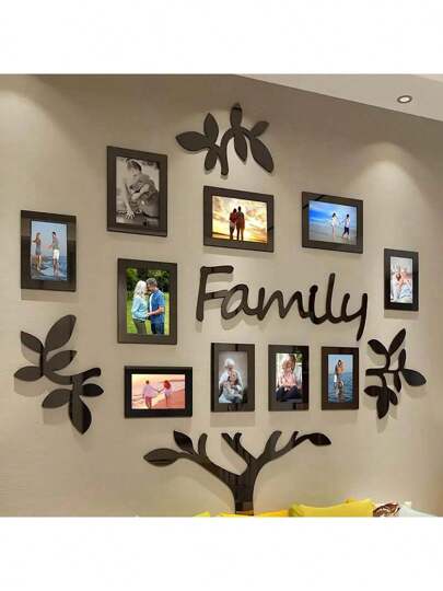 1 Set Decoración de pared de árbol genealógico, Pegatinas de espejo de mosaico de acrílico DIY, Collage de marco de fotos Decoración del hogar, Pared de fotos 3D autoadhesiva, Pegatinas de pared familiares, Adecuado para sala de estar, dormitorio, comedor, oficina, regalo para nueva casa, Decoración de habitación de gran tamaño 47X47 pulgadas Decoración de sala de estar