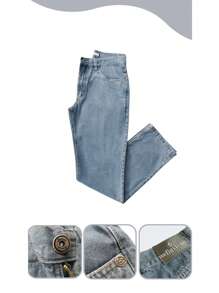 Traditional Men's Straight-Cut Jeans, 100% Cotton - Grey - View 1