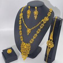 1 Set Damen Schmuckset: Halskette, Ohrringe, Ring, Armband, 5 Teile, modisch elegant luxuriös, geeignet für Braut, Hochzeit, Bankett, formelle Anlässe