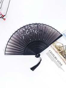 1 Peça Leque Dobrável Retrô, Leque de Mão de Bambu com Borla, Leque de Bambu, Leque Pintado, Leque de Mão Dobrável, Leque de Mão para Casamento, Leque Decorativo, Leque Dobrável Estilo Antigo, Leque Dobrável Estilo Chinês Moderno, Leque Dobrável Chinês Clássico e Elegante com Flor, Leque de Pintura a Tinta, Leque Dobrável para Casamento, Leque de Bambu Portátil, Leque Dobrável de Verão para Fotografia