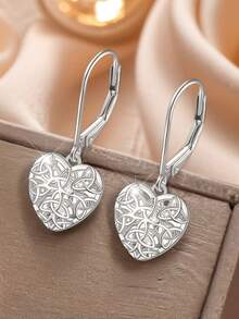 2 件镂空心形耳环女男镀银吊坠耳环情侣日常佩戴派对度假配饰婚礼珠宝礼物送给女友男友 - Earrings - 查看 7
