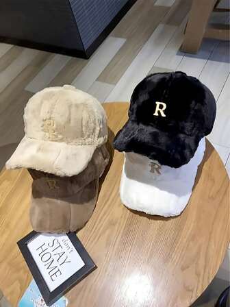 1 Stück Damen Einfarbige Lässige Plüsch Baseballkappe, Polyester Warme Schirmmütze, Modisch & Vielseitig, Geeignet für Outdoor-Aktivitäten und den täglichen Gebrauch