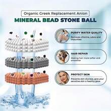 负离子矿物淋浴喷头珠，内含净水过滤石球，直径6毫米，橙色/灰色/白色。兼容过滤淋浴喷头，持久耐用，易于安装，无需电源，用于提升沐浴体验的滤水石 浴室配件 - 彩色 - 查看 10