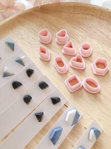 1/10pcs Geometry Clay Cutters Kits For Jeweley Making, Love Earring Polymer Clay Cutters Mini Triangle Diamond Clay Tool, Charm Making Tool, Jewelry Making Kits