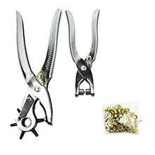 2 件套皮革打孔工具套装，双杠杆结构，专业级打孔头，6 种孔径，坚固防锈，适用于皮带、表带、项圈、马鞍、鞋子、织物、DIY 家居和工艺品 - 銀色 - 查看 9