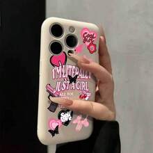 Funda para teléfono con diseño de dibujos animados, bordes rectos, color negro, resistente a caídas, compatible con phone 11, 12, 13, 14, 15 y 16 - Blanco antiguo 2 - Ver 2